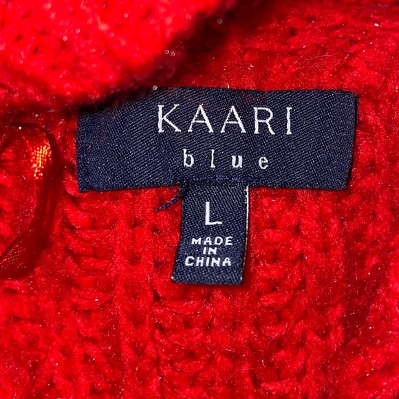 Kaari Blue cropped chunky‎ red cowlneck sweater - Picture 4 of 8